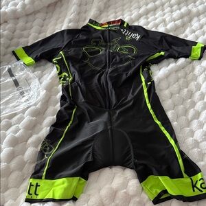 Kattiek Black and Neon Green Cycling Suit